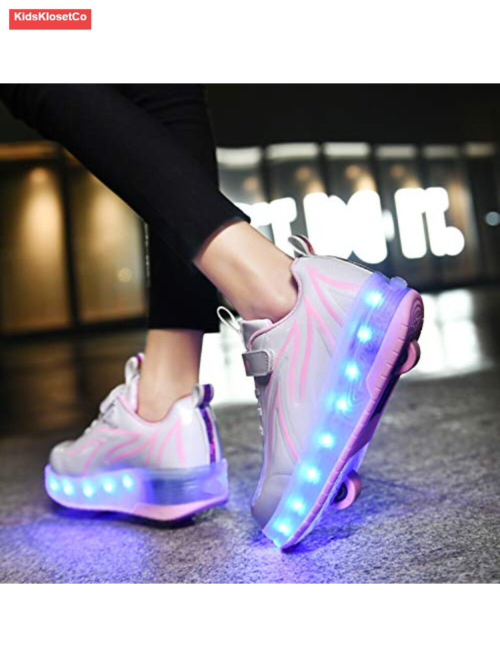 Kids Light Up LED Roller Skates USB Rechargeable Wheel Sneakers - Picture 2 of 5